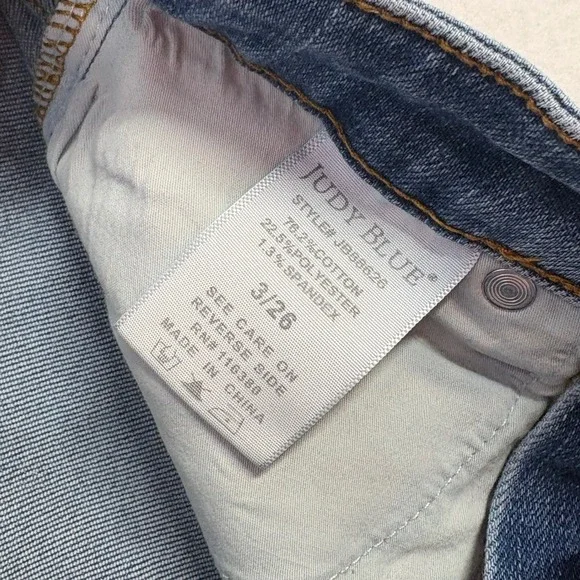 Judy Blue Flare Jeans Women Size 3 24x30 Blue Excellent Raw Hem High Rise - Picture 4 of 10